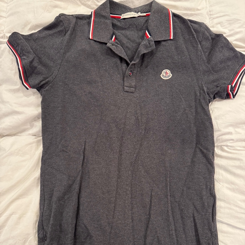 Moncler Heather Grey Polo Shirt Size S
